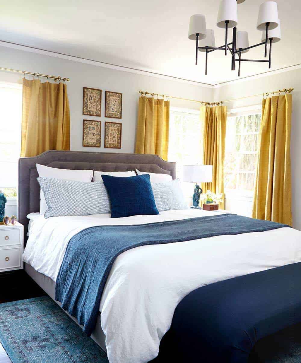 gold and teal bedroom