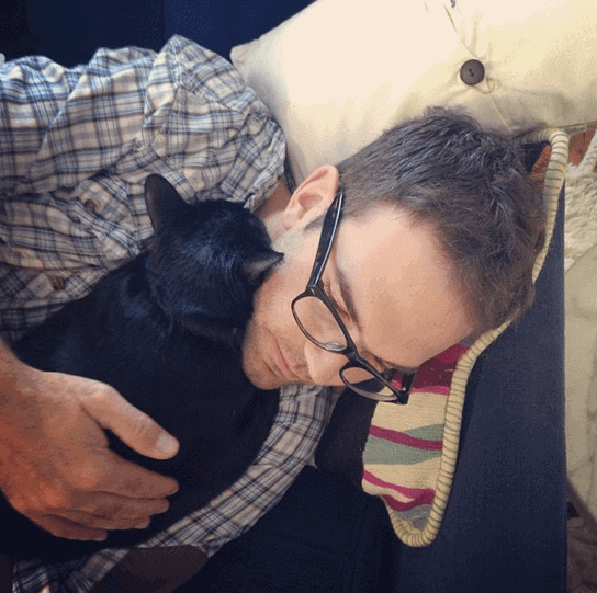 brian cuddling with bearcat