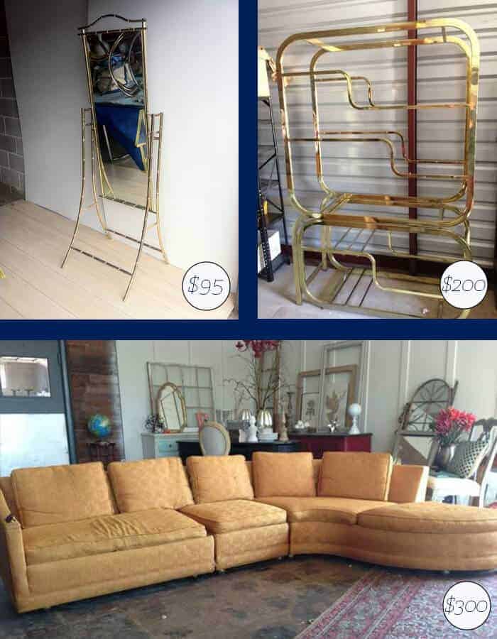 Vintage Brass Mirror and Shelf