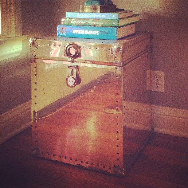 Gold brass trunk - StyleByEmilyHenderson.com